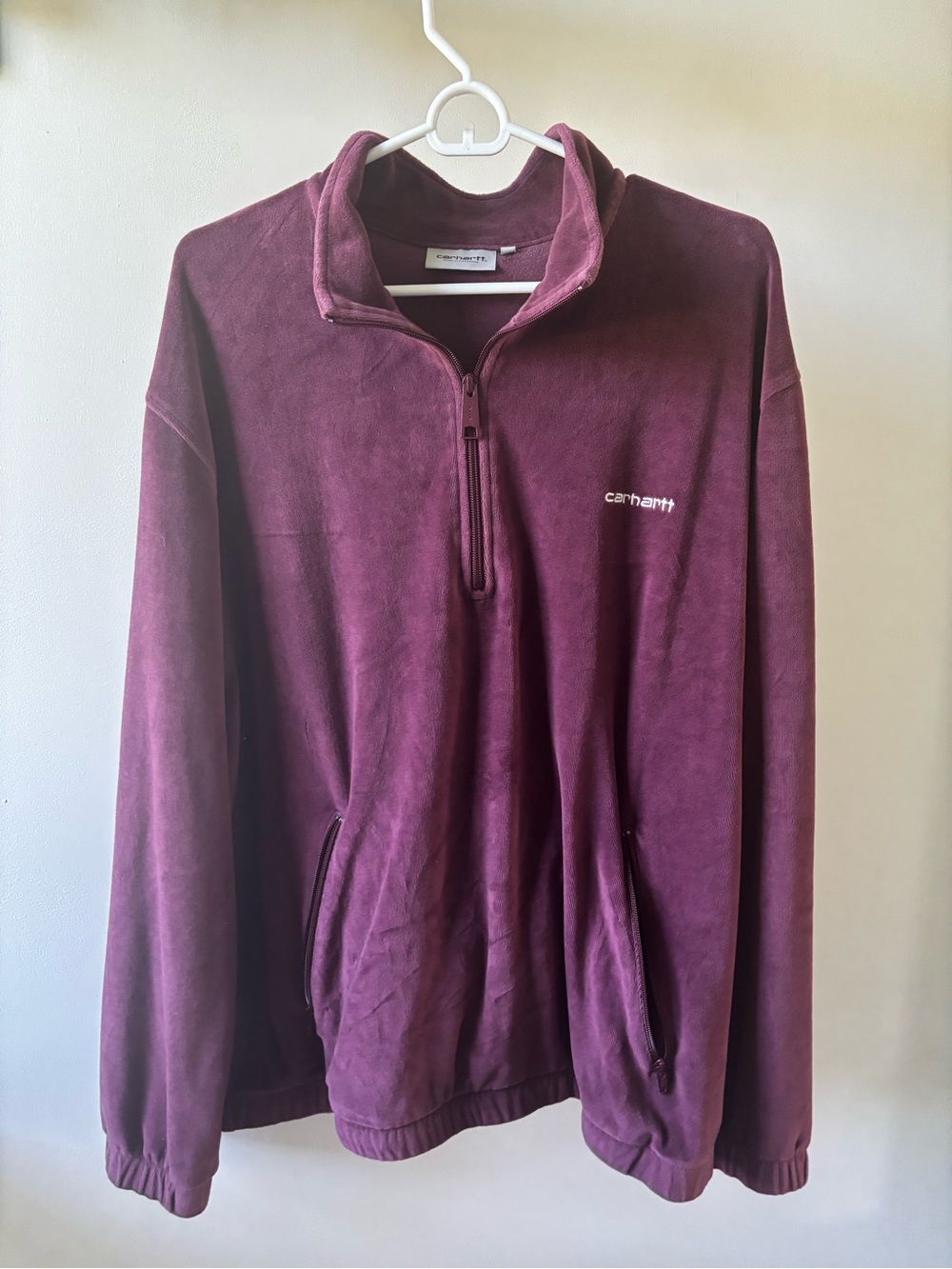 Carhartt Men's Zip-Up Velour Pullover - Maroon
